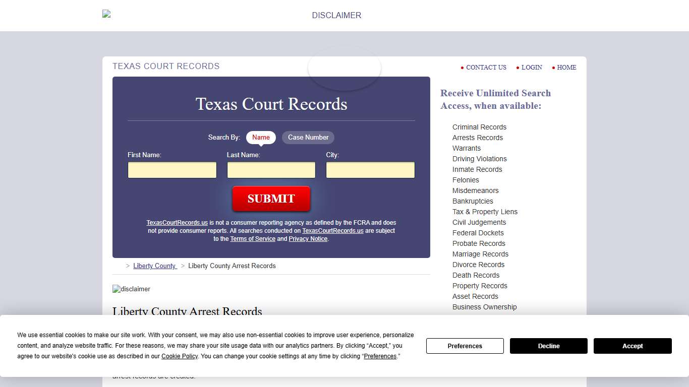 Liberty County Arrest Records | TexasCourtRecords.us